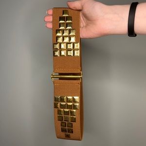 Light Brown with Gold Detailing Elastic Waist Belt